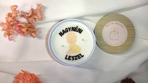 "Nagynéni leszel" - Baba bejelentő gyertya