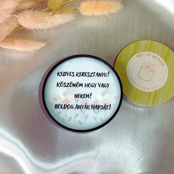 Anyák napi üzenetes gyertya keresztanyukáknak